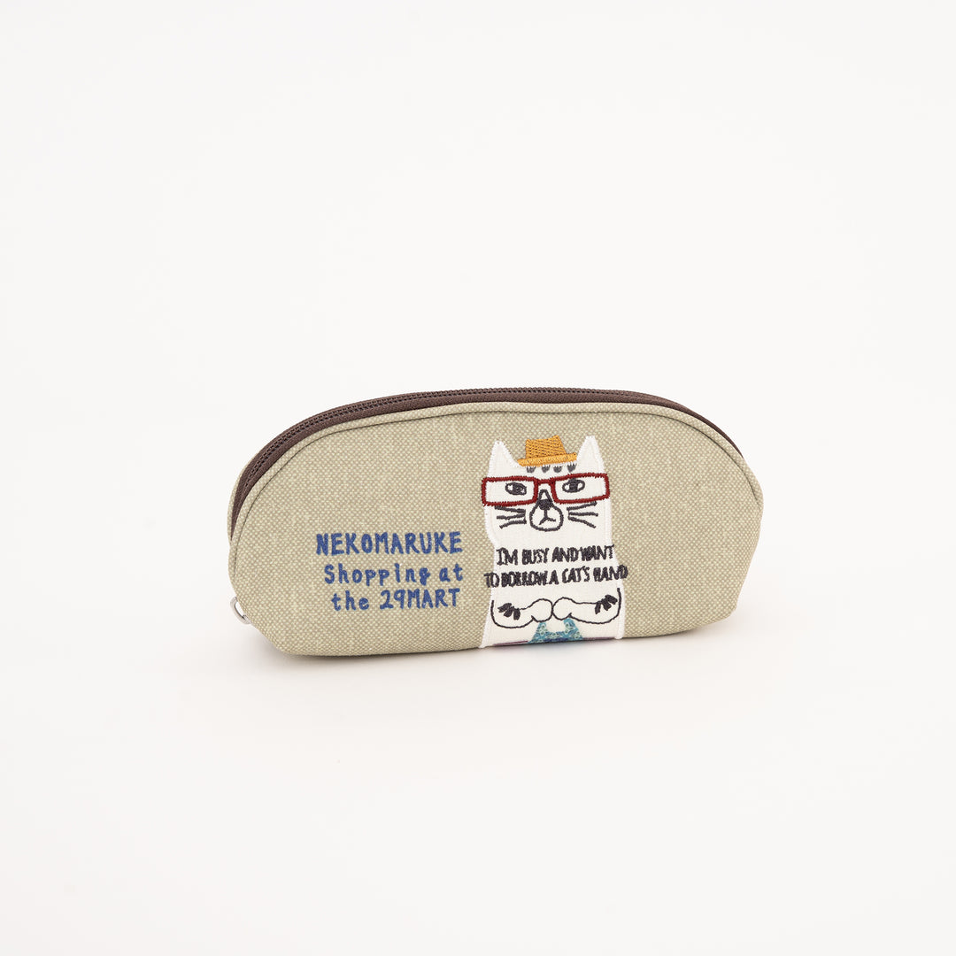 Kusuguru Japan Embroidered "Nekomaruke" Eyewear Case