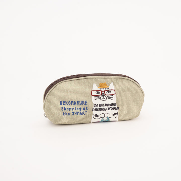 Kusuguru Japan Embroidered "Nekomaruke" Eyewear Case