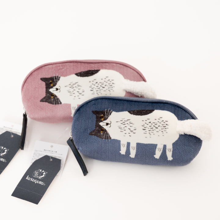 Kusuguru Japan "Nago Cat" Embroidered Eyewear Case