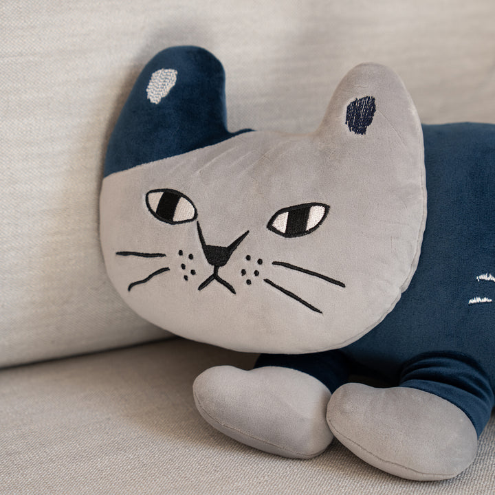 Kusuguru Japan Matilda Long Cat Plush Pillow – Blue