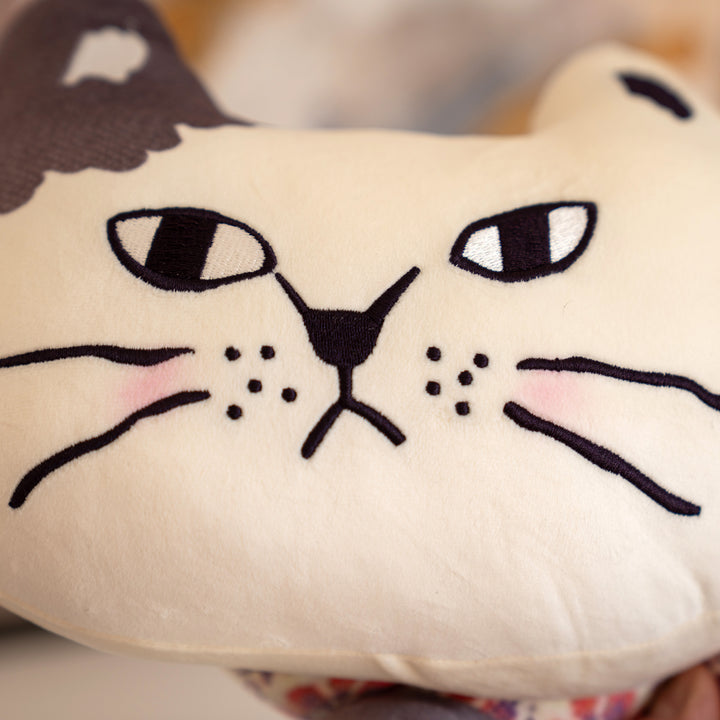 Kusuguru Japan Matilda Long Cat Plush Pillow – Light Patchwork