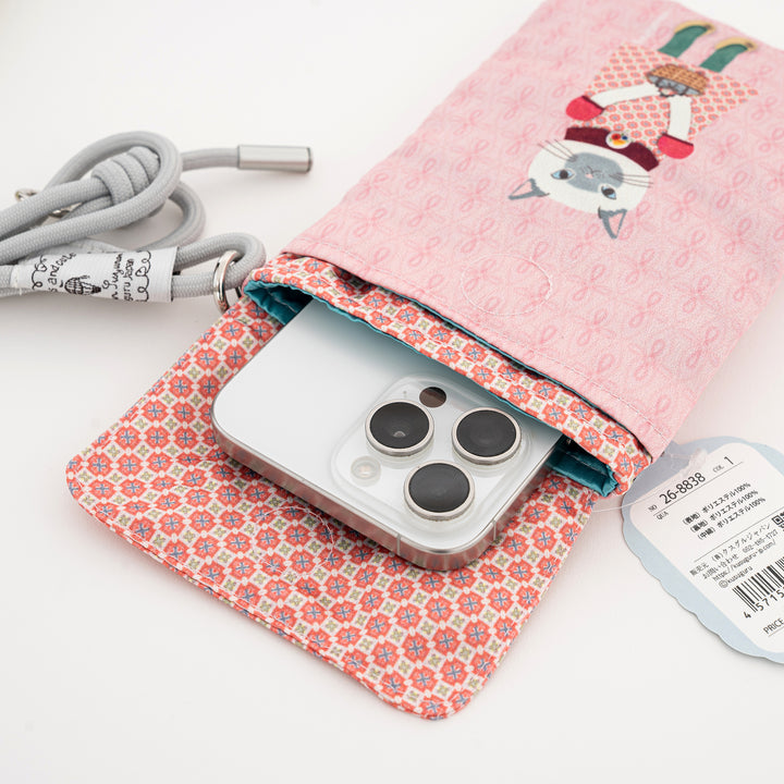 Kusuguru Japan Cat 3-Way Phone Pouch & Crossbody Bag