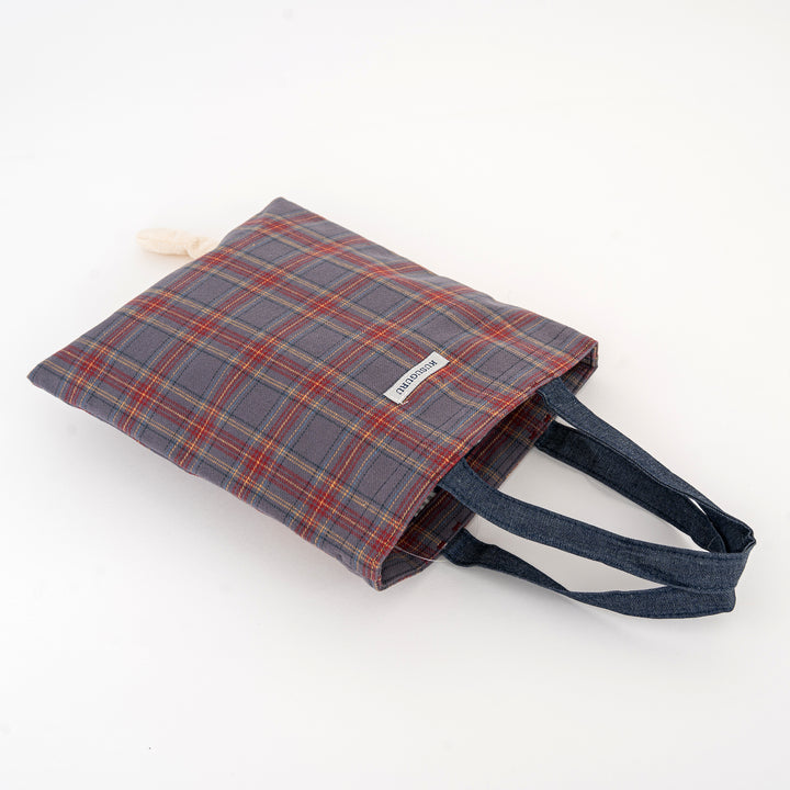 Kusuguru Japan Nago Cat Embroidered Small Tote - Slate Blue