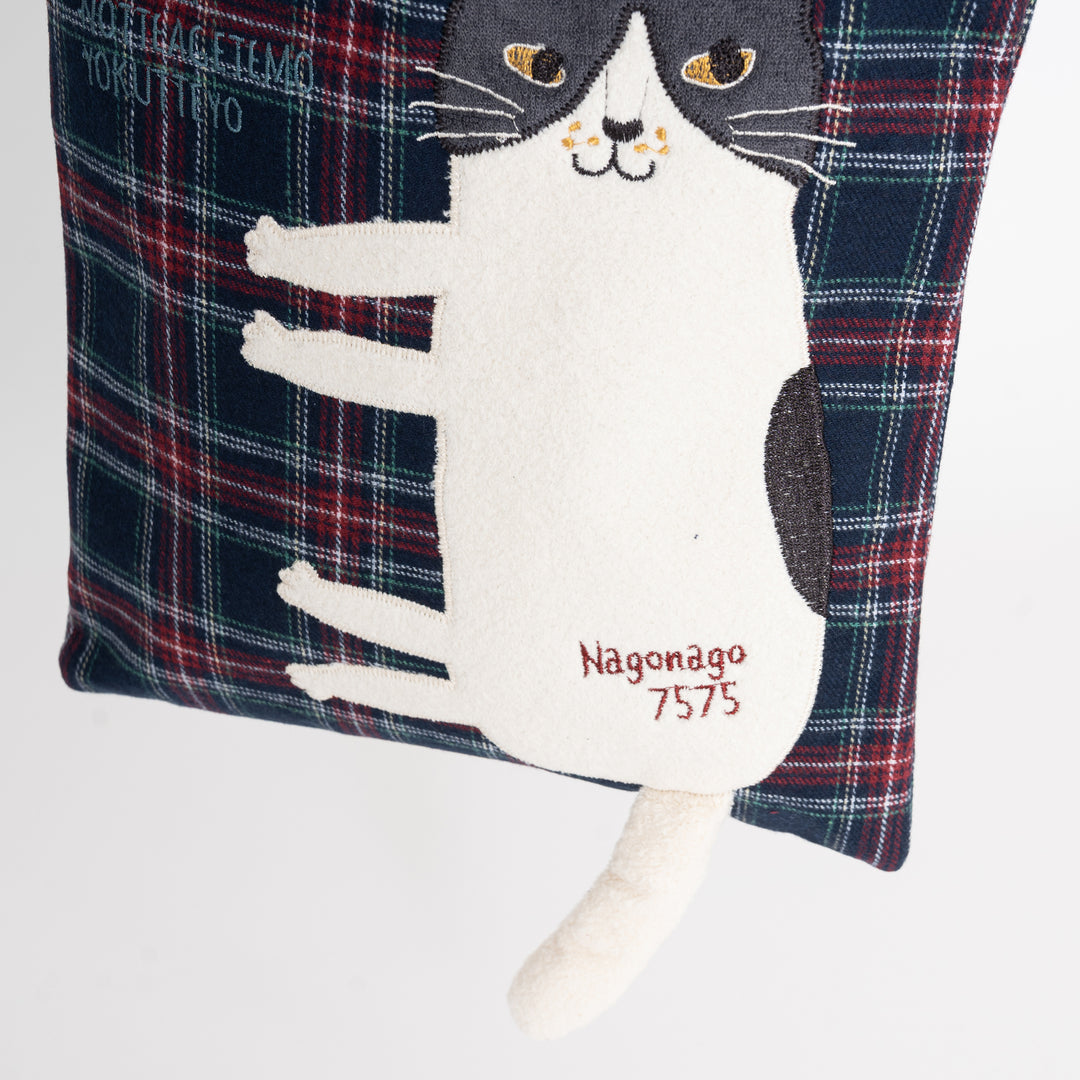 Kusuguru Japan Nago Cat Embroidered Small Tote - Navy Blue