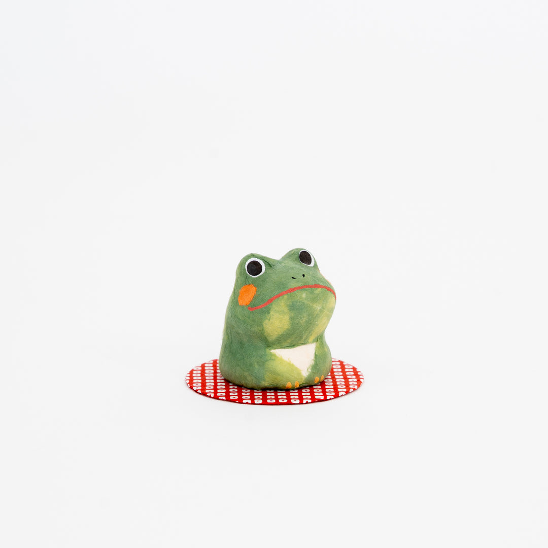 japanese lucky frog kaeru figurine handmade washi paper small green frog decor