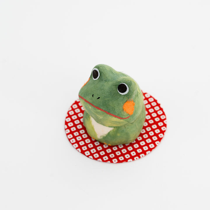 japanese frog figurine lucky kaeru washi paper decor