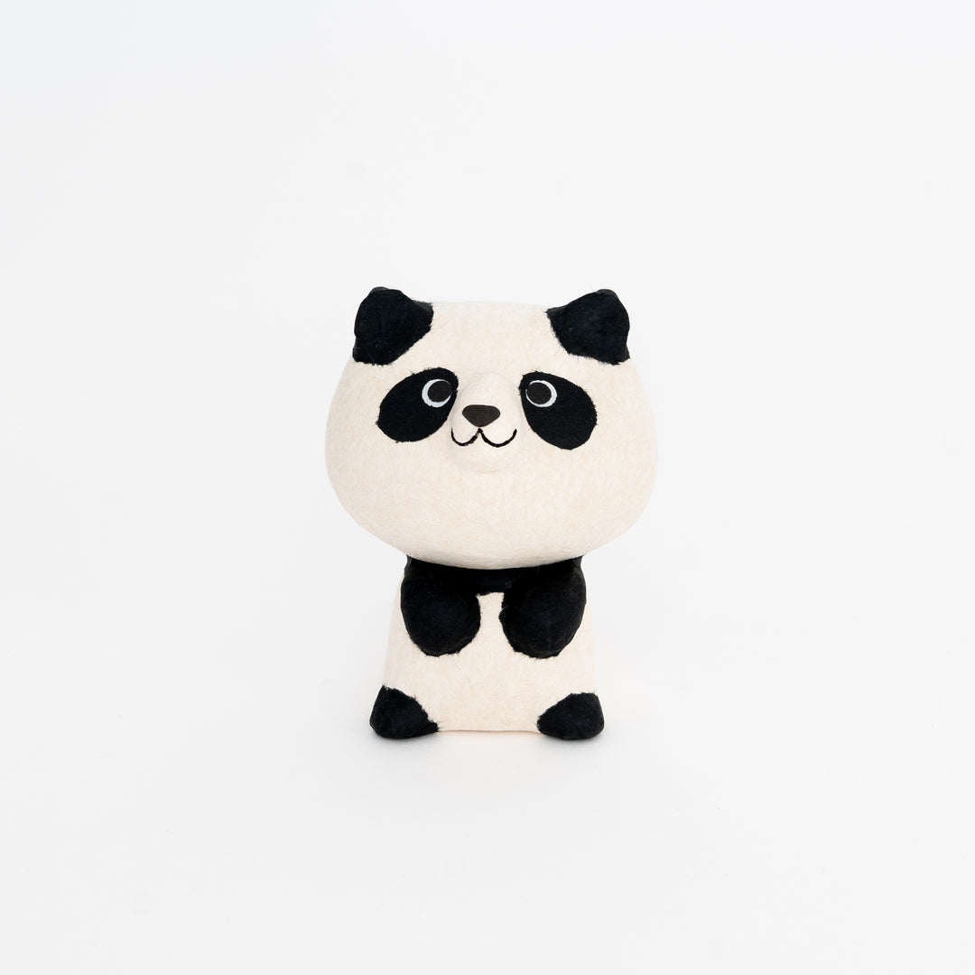 Japanese panda figurine kawaii decor ceramic with washi finish