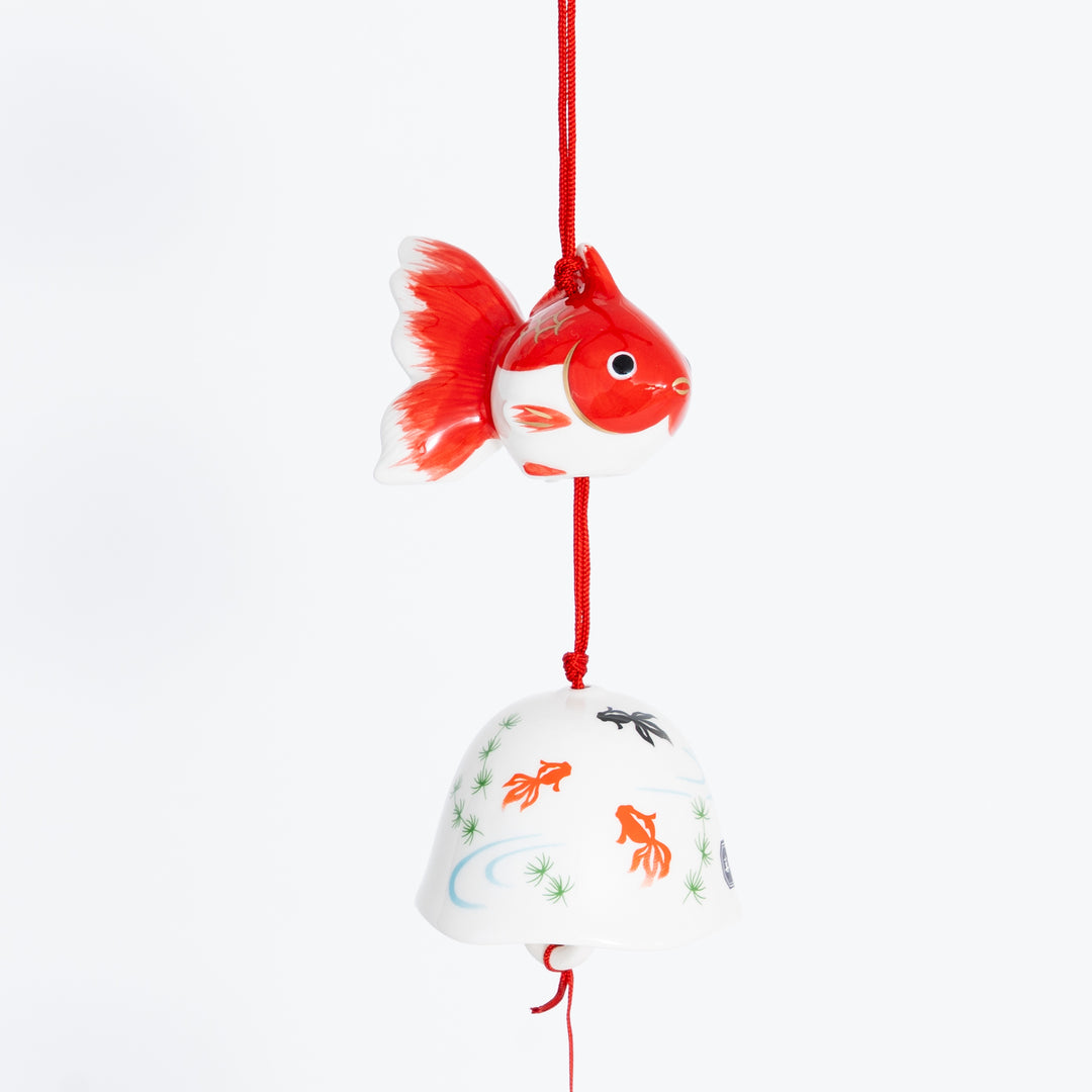 Yakushi Kiln Red Goldfish Furin Wind Chime – Japanese Summer Hanging Bell Decor