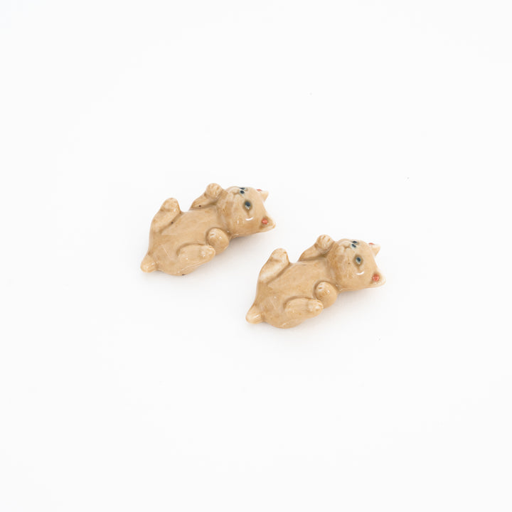Japanese Cat Chopstick Rest - Handmade Mino Ware Porcelain