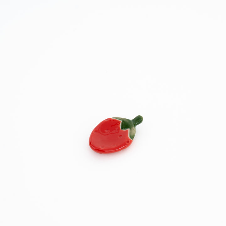 Japanese strawberry chopstick rest Mino ware porcelain made in Japan red ceramic utensil holder