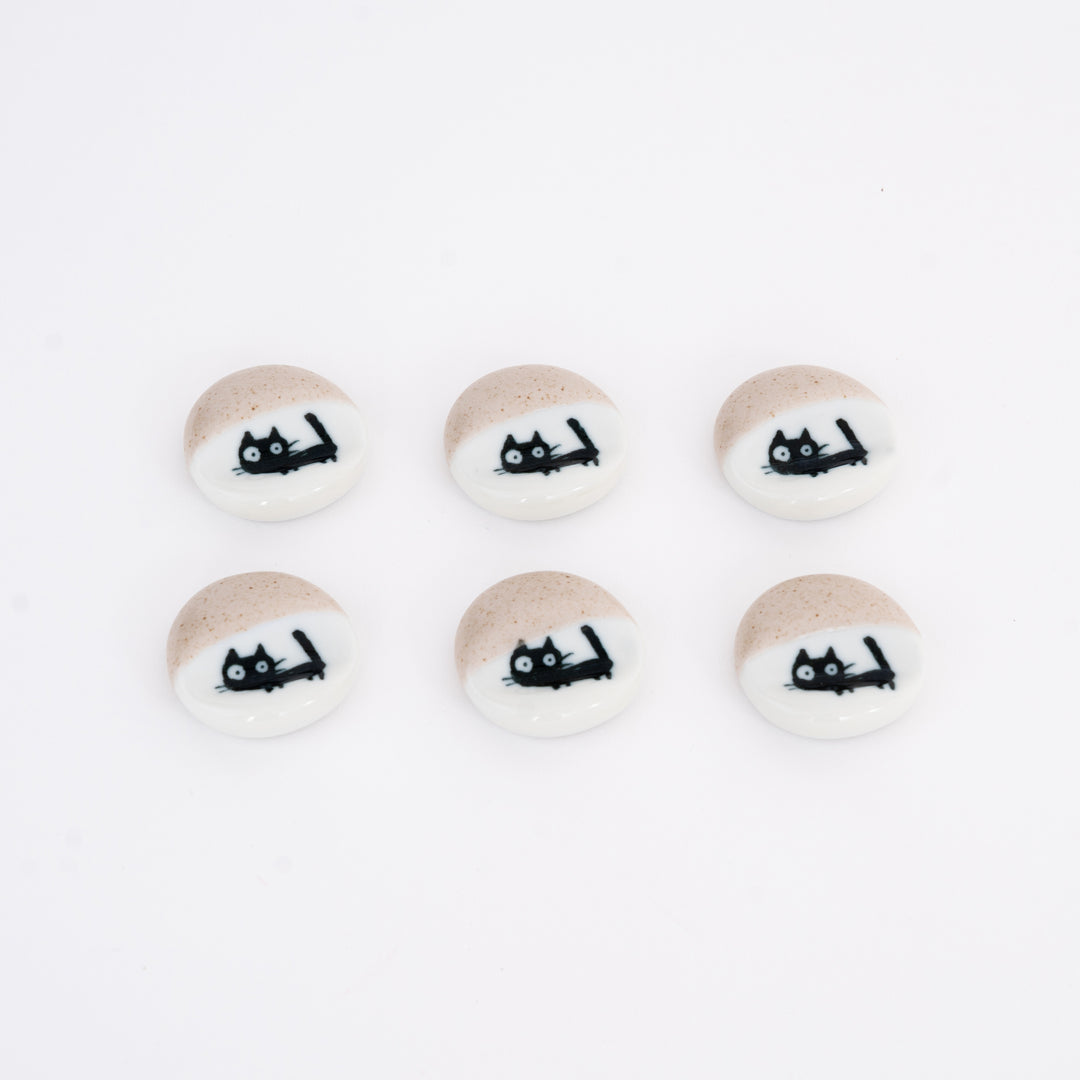 Japanese Porcelain Peeking Cat Chopstick Rest Set – Made in Japan