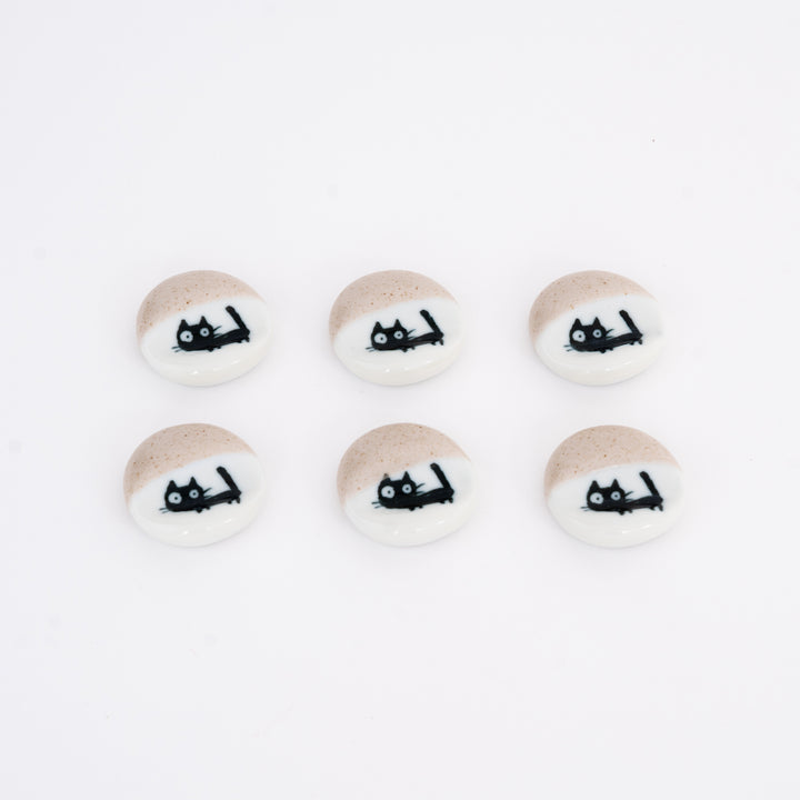 Japanese Porcelain Peeking Cat Chopstick Rest Set – Made in Japan
