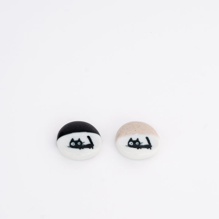 japanese cat chopstick rest porcelain peeking cat made in japan