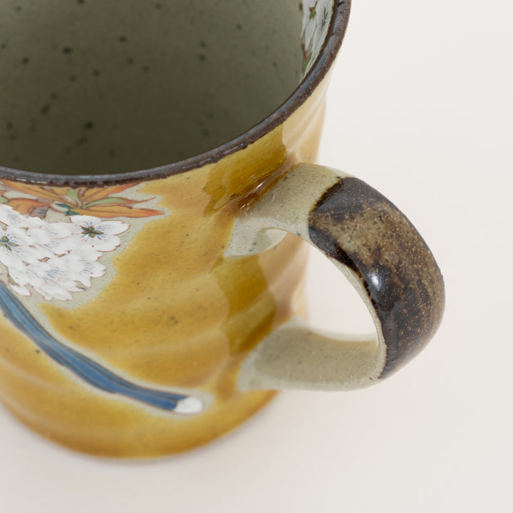 Kutani Yoshidaya Mug – Bird & Floral Japanese Porcelain, 230ml