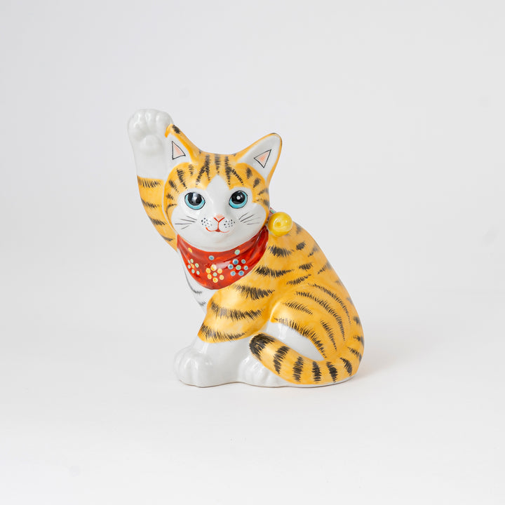 Kutani Ware Maneki Neko Tiger Cat – Japanese Lucky Cat Figurine
