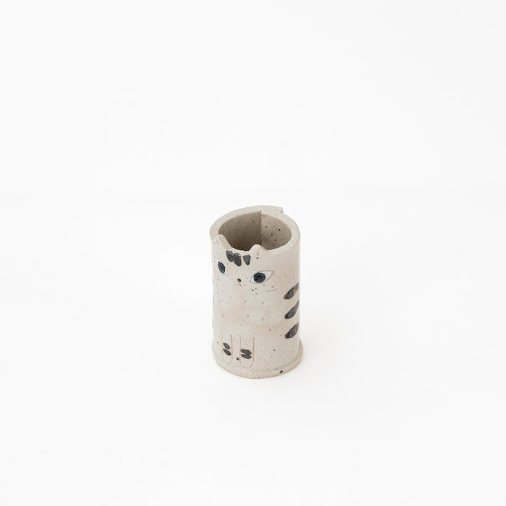 Handmade Cute Ceramic Cat Mini Vase – White