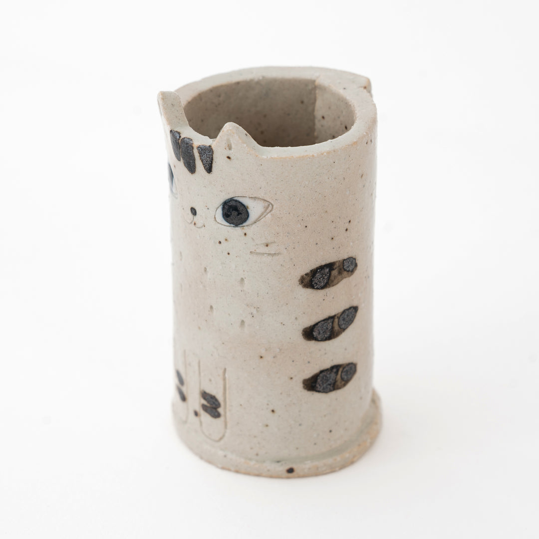 Handmade Cute Ceramic Cat Mini Vase – White