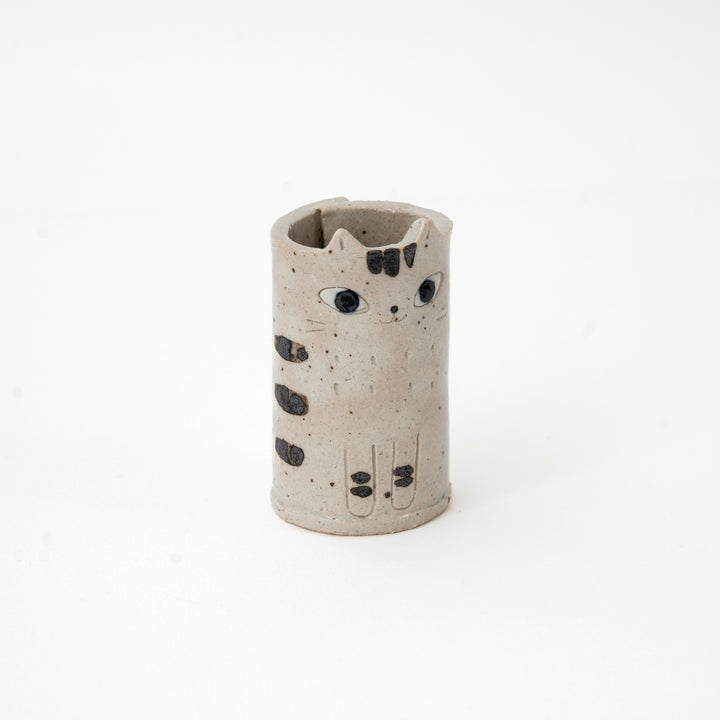 Handmade Cute Ceramic Cat Mini Vase – White