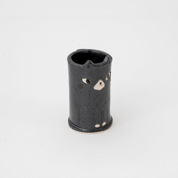 Handmade Cute Ceramic Cat Mini Vase – Black