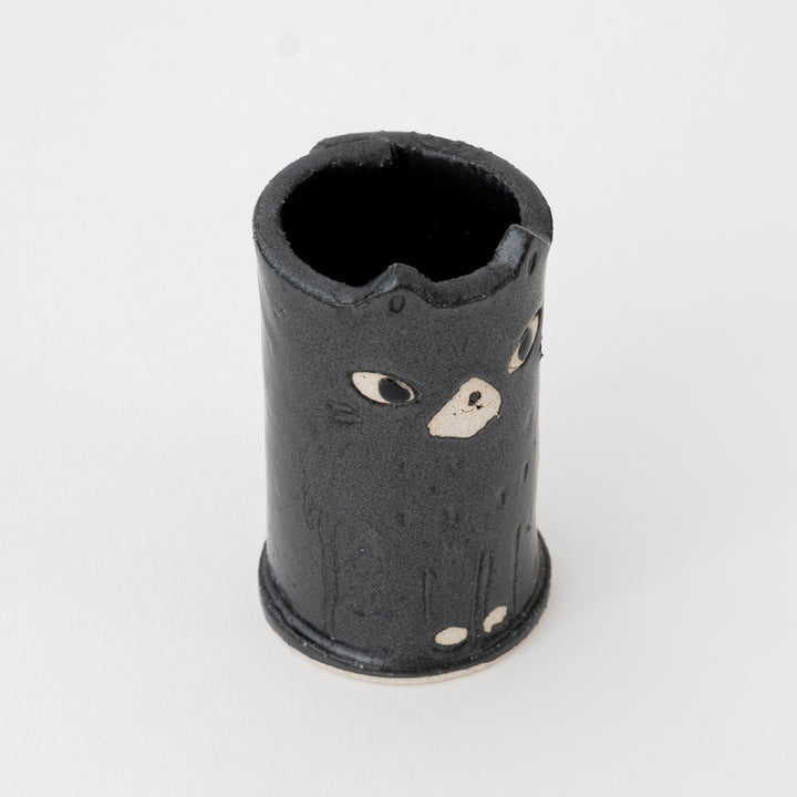 Handmade Cute Ceramic Cat Mini Vase – Black