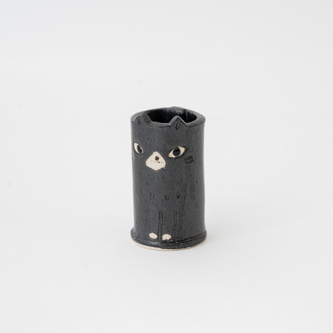handmade cute black ceramic cat mini vase japanese small decorative figurine vase