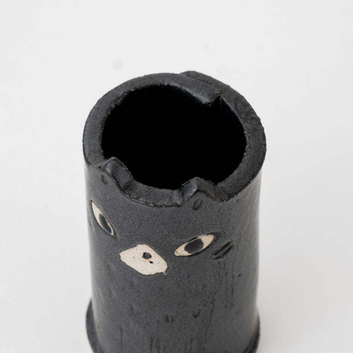 Handmade Cute Ceramic Cat Mini Vase – Black