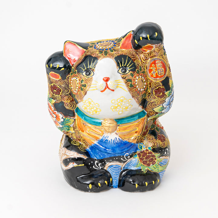 large hand painted Kutani lucky cat made in Japan
