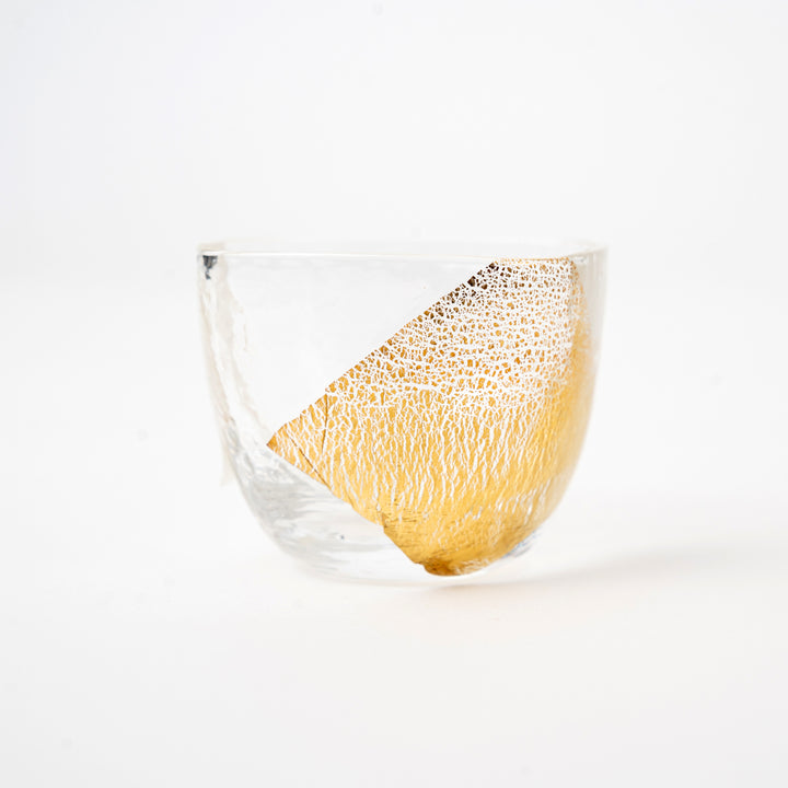 Japanese Edo glass sake cup with gold leaf detail