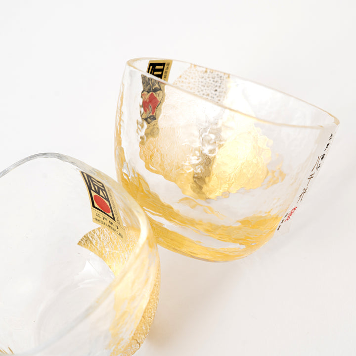 Clear glass sake cup handmade in Japan
