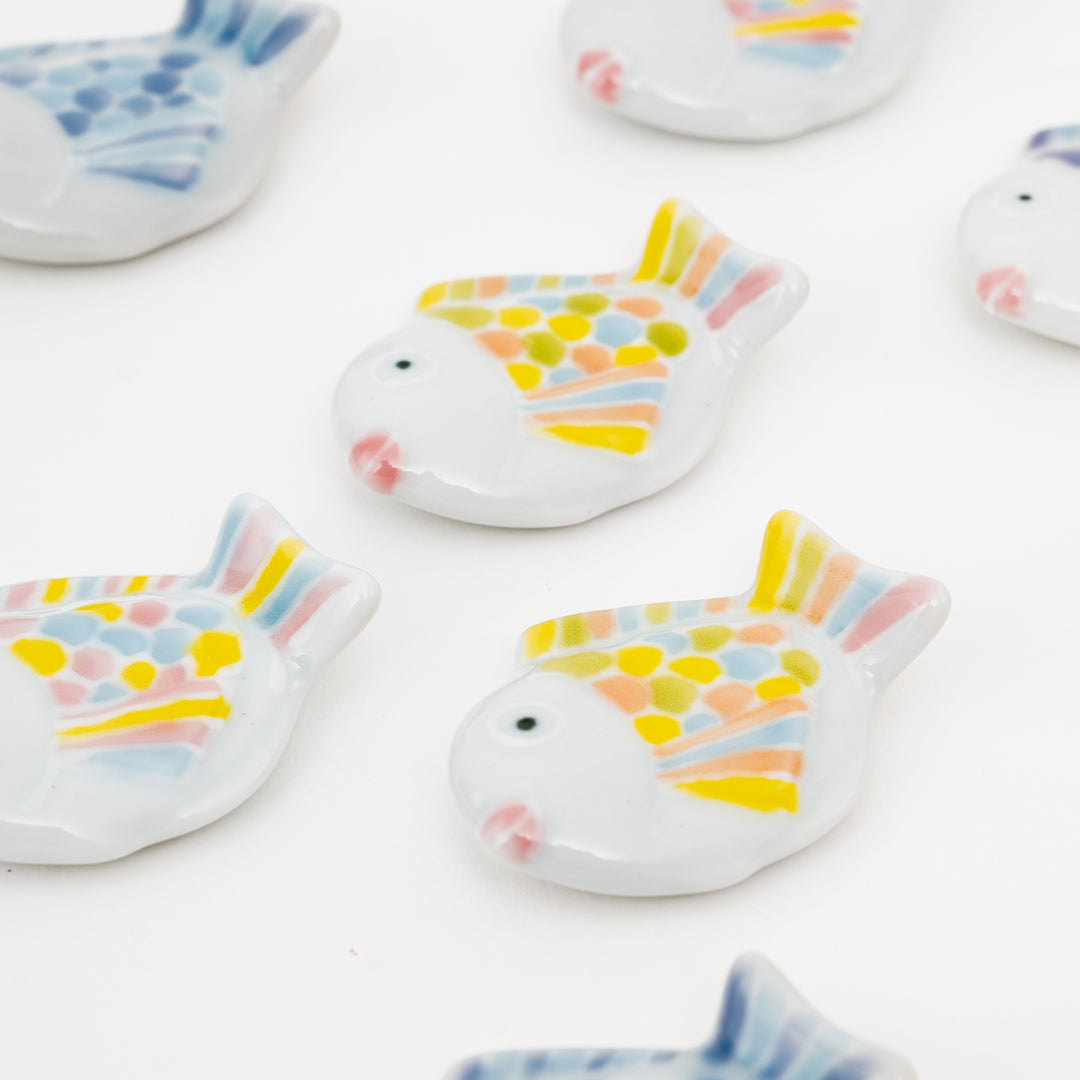 Cute Fish Chopstick Rest – Handpainted Japanese Porcelain, 3 Colors