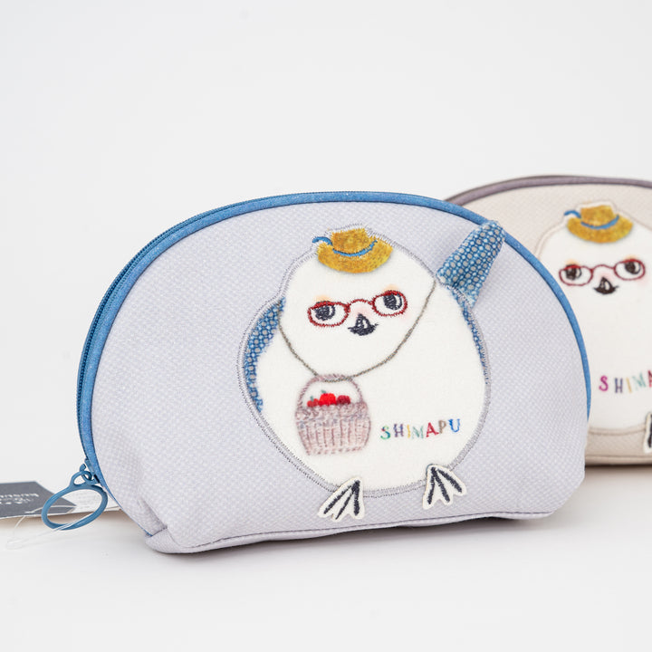 Kusuguru Japan Shimapu bird embroidered pouch in Soft Lavender