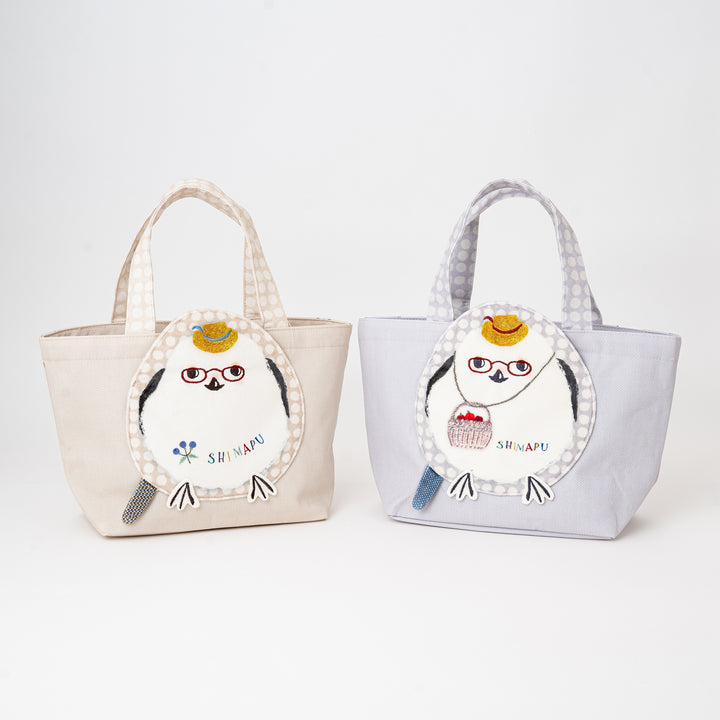 Kusuguru Japan Shimapu Bird Appliqué Scallop Small Tote Bag