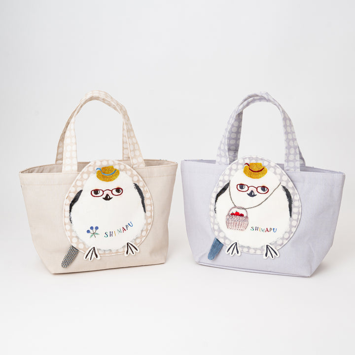 Kusuguru Japan Shimapu Bird Appliqué Scallop Small Tote Bag