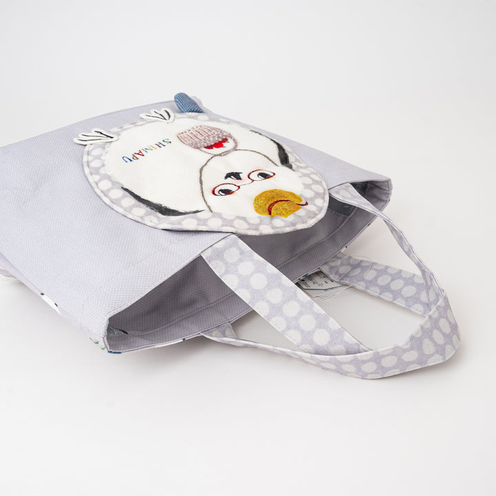 Kusuguru Japan Shimapu Bird Appliqué Scallop Small Tote Bag