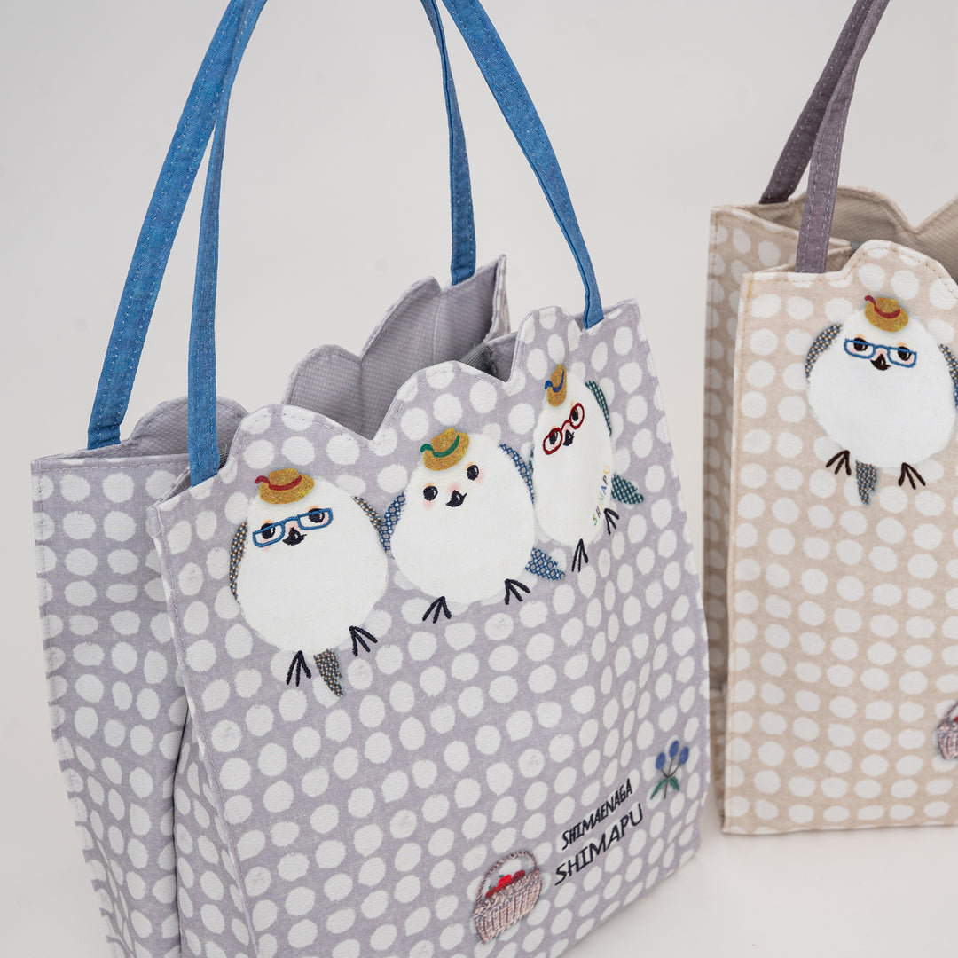 Kusuguru Japan Shimapu Bird Embroidered Small Tote Bag