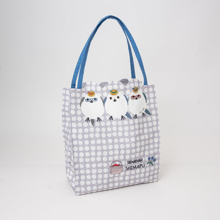 Kusuguru Japan Shimapu bird embroidered tote bag in soft lavender