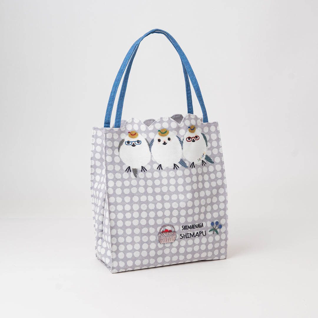 Kusuguru Japan Shimapu Bird Embroidered Small Tote Bag