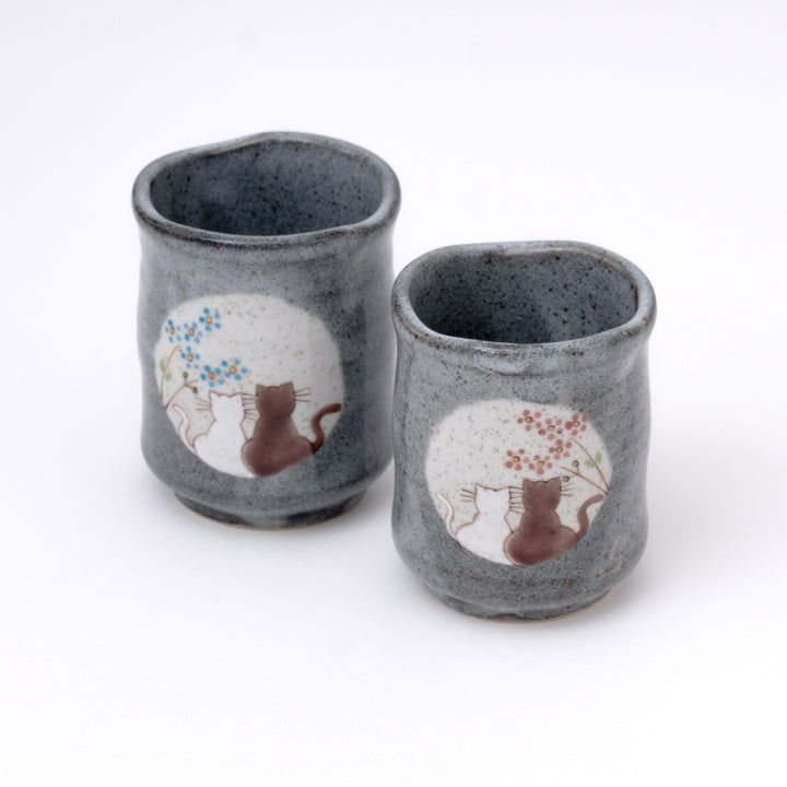 Kutani Ware Cat Tea Cup Set - Japanese Ceramic Tea Cups
