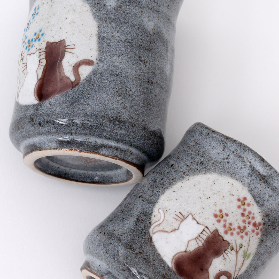 Kutani Ware Cat Tea Cup Set - Japanese Ceramic Tea Cups