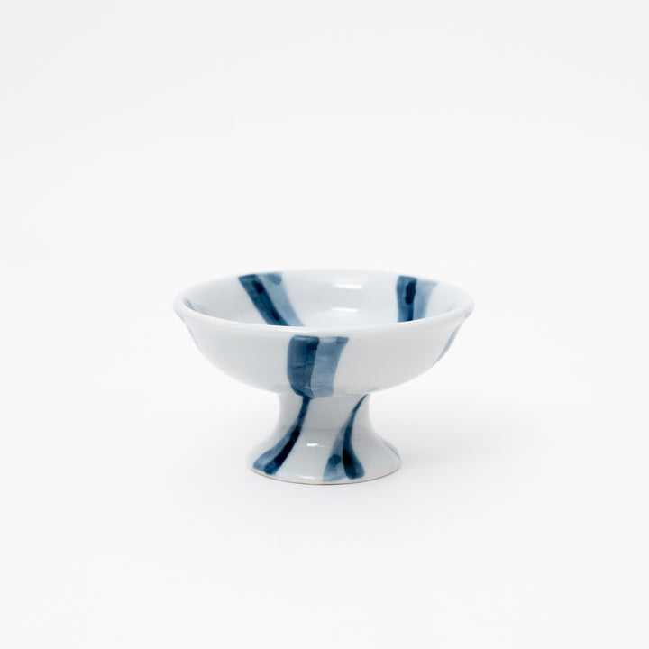 Handmade Blue White Footed Bowl