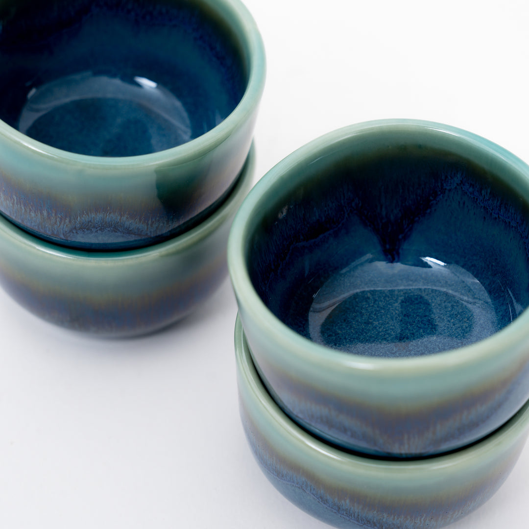 Handmade Tenmoku Blue Glaze Sake Set