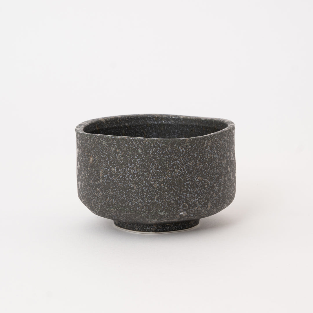 Handcrafted Rustic Speckled Black Ceramic Matcha Bowl Set