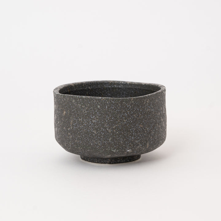 Handcrafted Rustic Speckled Black Ceramic Matcha Bowl Set