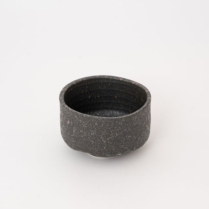 Handcrafted Rustic Speckled Black Ceramic Matcha Bowl Set