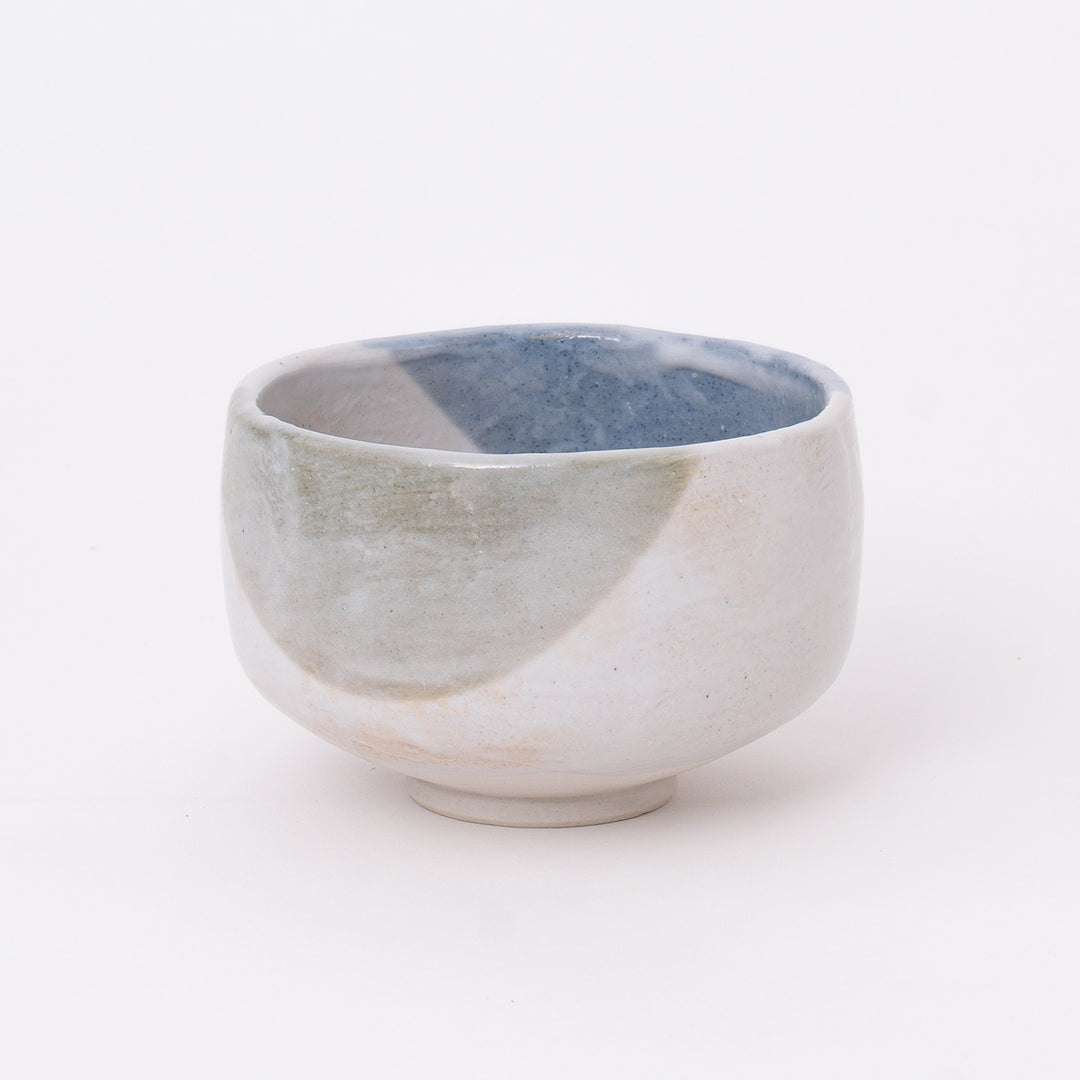 Handmade Mino Ware Mist Blue Matcha Bowl, Japanese ceramic chawan made in Japan