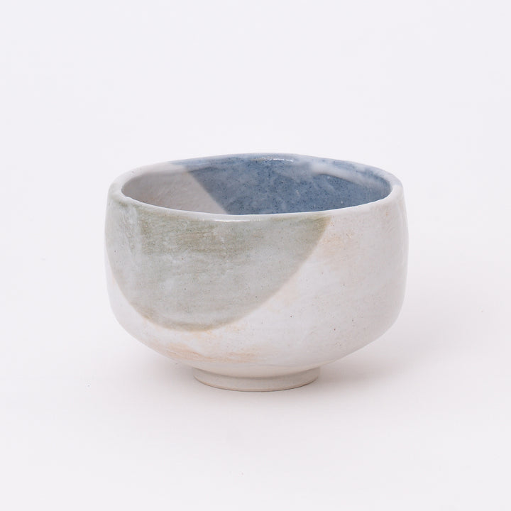 Handmade Mino Ware Mist Blue Matcha Bowl, Japanese ceramic chawan made in Japan