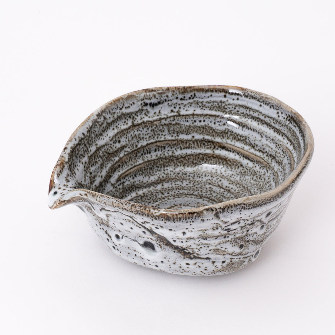 Mino Ware Flowing White Katakuchi Matcha Bowl