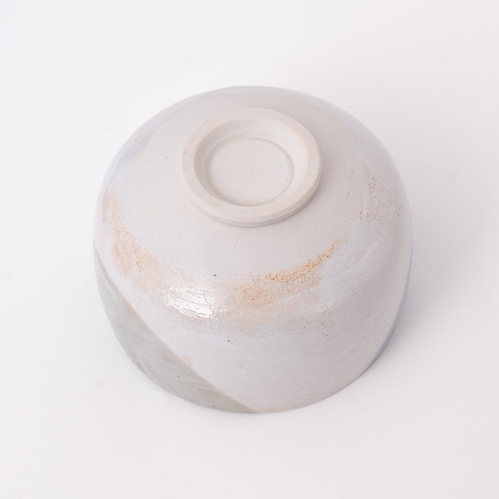 Bottom view of an authentic handmade Mino Ware ceramic chawan made in Japan