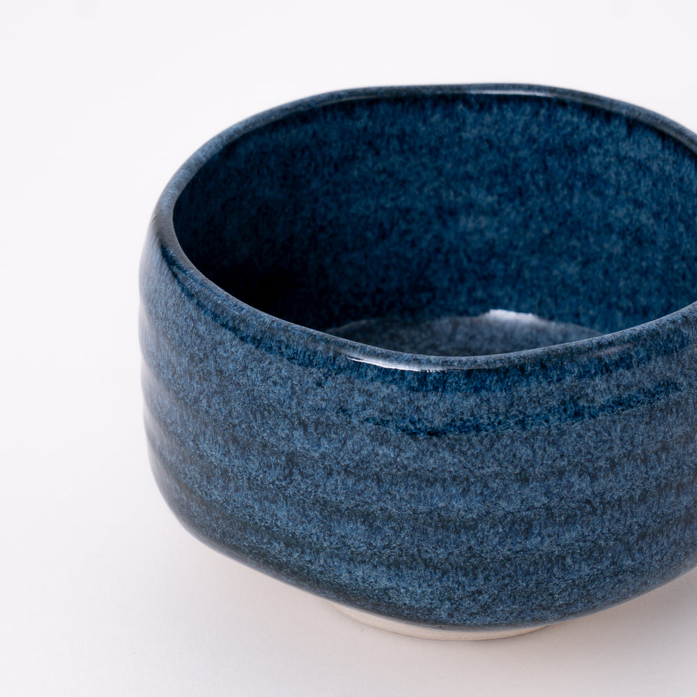 Handmade Japanese Blue Ruri Matcha Bowl in Mino Ware ceramic