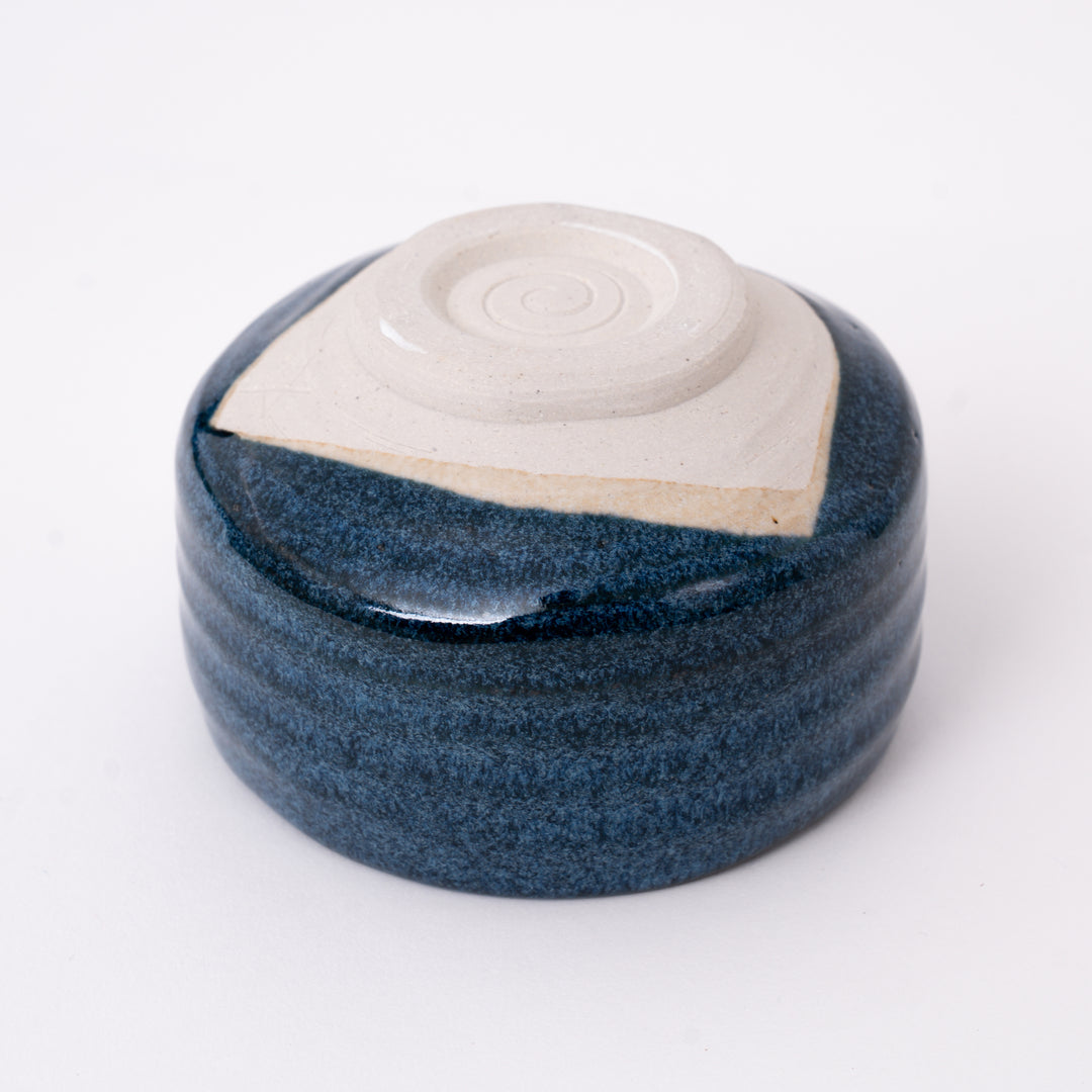 Bottom view of an authentic handmade Mino Ware ceramic matcha bowl made in Japan